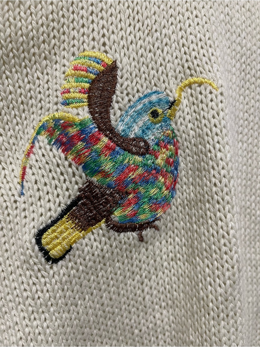 Cream Embroidered Bird Button-Front Cardigan - Picture 8 of 11